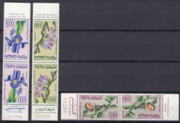 Morocco 1965 Flowers Mi#542-544 Tete Beche Pairs, Mint Never Hinged - Morocco (1956-...)