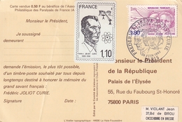 Frédéric Joliot Curie  Carte Premier Jour Avec Cachet Et Tibre 1982 - Nobelprijs