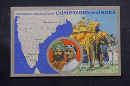 INDE- Carte Des Comptoirs De L' Inde  , édition Publicitaire Des Produits Chimiques Lion Noir De Paris - L 55918 - India