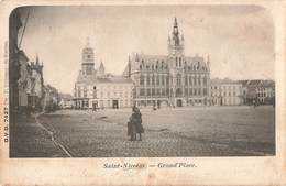 Belgique Saint Nicolas Grand Place  + Timbre Cachet St Nicolas 1901 - Saint-Nicolas