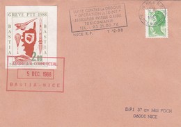 LETTRE. 5 DEC 1988. GREVE PTT COURRIER COMMERCIAL BASTIA-NICE - Otros & Sin Clasificación