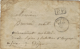 17-1-1871 - Petite Env. De POLIGNY ( Jura) Avec P.P. Noir Pour Un Garde National à Dijon - Guerre De 1870