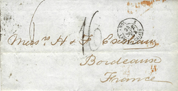 1854-  Letter From London To Bordeaux-back : Red Blackwall.Rd    + Rating: 16 D. Tampon - Entrée AMB 1 Calais 2 - Entry Postmarks