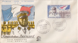 Côte De Somalis Administrateur Bernard (troupe, Drapeau ...) Djibouti Le 18 Jan 60 Premier Jour Sur 2 FDC - Covers & Documents