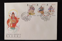 MAC1215-Macau FDC With 3 Stamps - Legends And Myths III - The God Of Earth, Fortune And Cuisine - Macau - 1996 - FDC