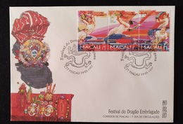 MAC1224-Macau FDC With 3 Stamps - Drunken Dragon Festival - Macau - 1997 - FDC