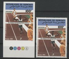 DJIBOUTI N° 615 NEUFS ** MNH Non Dentelé Avec Bord De Feuille HIROSHIMA COUPE DU MODE DE MARATHON + 1 Ex Dentelé. TB - Atletiek