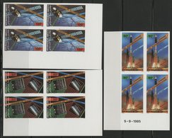 DJIBOUTI POSTE AERIENNE N° 219 à 221 NEUFS ** MNH Non Dentelés (imperforated) Série En Blocs De 4 + COIN DATE TB - Djibouti (1977-...)