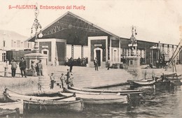 Espagne Alicante Embarcadero Del Muelle Embarcadere Quai Port Bateau Wagon  Cpa Carte Animée - Alicante