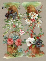 SCHÄFER & SCHEIBE N° 941 - SCRAP - DECOUPIS  - Gaufré / Embossed - Flower Baskets / Fleurs - 2 Scans - Bloemen