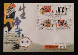 MAC1237-Macau FDC With 4 Stamps - Chinese Opera Masks - Macau - 1998 - FDC