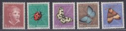Switzerland 1952 Pro Juventute Butterflies Mi#575-579 Mint Never Hinged - Unused Stamps