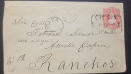 O) 1885 ARGENTINA. AMBULANTE, RIVADAVIA 8c POSTAL STATIONERY, PUBLICADA CANCELLATION, RANCHOS, XF - Unused Stamps