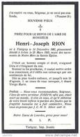 TINTIGNY ..-- Mr Henri  RION , Né En 1861 , Décédé Ven 1925 à ARLON . - Tintigny