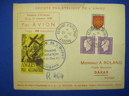 France 1945 SENEGAL DAKAR Enveloppe Semaine De L'aviation ANGERS Cover Air Mail Aero Club De L'Ouest Par Avion N° 89 - Cartas & Documentos