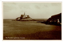 Ref 1344 - Early Real Photo Postcard - Mumbles Lighthouse & Telegraph - Glamorgan Wales - Glamorgan