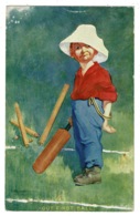 Ref 1344 - Early Cricket Comic Postcard - Young Boy "Out First Ball" - Sport Theme - Cricket