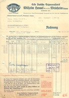 WEINHEIM Rechnung 1942 Deko " Teigwaren Nudeln DREI GLOCKEN Wilhelm Hensel " +2 Aufkleber Kriegsbewirtschaftung - Lebensmittel