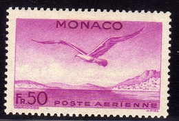 MONACO 1942 AIR MAIL POSTA AEREA POSTE AERIENNE SEA GULL MOUITTE DE MER GABBIANO DEL MARE 50f MLH - Airmail