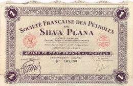 Titre Ancien - Société Française Des Pétroles De Silva Plana - Titres De 1934 - Petrolio