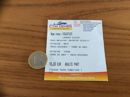 Ticket De Transport * (bateau) "CTM DEHER - TROIS RIVIÈRES -TERRE DE HAUT" (Les Saintes - Guadeloupe) - Europa