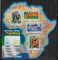 SIERRA LEONE  Feuillet N°  5993/96  * *  ( Cote 20e )  Parc Sierra Leone  Singes Antilope Lamantin - Monkeys