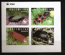 Russie Ingouchie 1999 - Feuillet 4 Valeurs ** WWF, Insectes, Coléoptères, Punaise, Palomena, Clairon Abeilles, Calosoma - Altri & Non Classificati