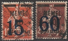 Memel 1921 N° 34-35 Semeuses Surchargées (F21) - Used Stamps