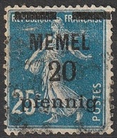 Memel 1920 N° 20 Semeuse Surchargée (F21) - Gebraucht