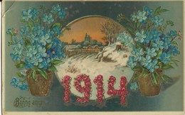 BONNE ANNEE 1914 Carte Relief Couleur - New Year