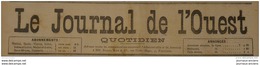 1892  JOURNAL DE L'OUEST - LUSSAC LES CHATEAUX - QUEAUX - CENON - JAULNAY - CHATELLERAULT - BIARD - SAVIGNY L'EVESCAULT - 1850 - 1899