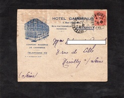 LAC 1932 - Entête Illustrée - HOTEL GAMBRINUS à HAZEBROUCK - Cachet Hazebrouck (Nord) Sur Semeuse Lignée 50c - 1921-1960: Modern Tijdperk