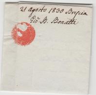 9049.   Prefilatelica 21 Agosto 1830 Per Brescia - 1. ...-1850 Prefilatelia