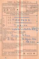 08998 "BIGL. FERROV. TAMPERE / TORINO EMESSO DA  AG. WAGONS.LITS /COOK (W. L.) - 13.08.1957 - TORINO - N. 0379A" ORIG. - Europe
