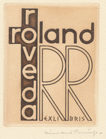 Ex Libris Roland Roveda - Richard Preusse (1888-1971) Gesigneerde Ets - Bookplates