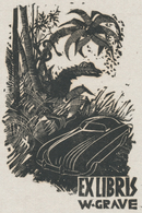 Ex Libris W. Grave - Hans Schmandt (1920-1993) Houtsnede - Exlibris