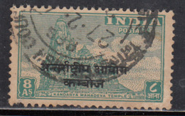 India Used  Ovpt Cambodia Archeological Series Military 8as Kandarya Temple, Hinduism, Architecture  1954 Indo- China - Franchise Militaire