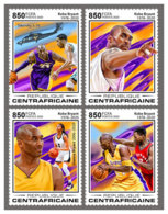 CENTRALAFRICA 2020 MNH Tribute Kobe Bryant Basketball 4v - OFFICIAL ISSUE - DH2010 - Basketball