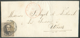 N°6 - Médaillon 10 Centimes Brun, TB Margé, Obl. P.94 Sur Lettre De PERUWELZ Du 26 Novembre 1851 + Boîte L De BLATON Ver - 1849-1865 Medallones (Otros)