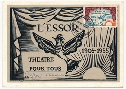 TUNISIE - Carte Maximum - L'Essor, Théâtre Pour Tous - 1955 - Briefe U. Dokumente