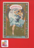 LU LEFEVRE UTILE Chromo Or Art Nouveau Illustrateur BUSSIERE Enfant Petite Fille Fleur Clematite - Lu
