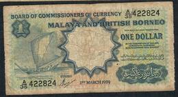 MALAYA AND BRITISH BORNEO P8a 1 DOLLAR 1959 #A/35 FINE - Sonstige – Asien