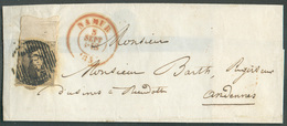 N°6 - Médaillon 10 Centimes Brun, Voisin En Bas Et Bord De Feuille Complet En Haut, Obl. P.85 Sur Enveloppe De NAMUR Le - 1849-1865 Medaillen (Sonstige)