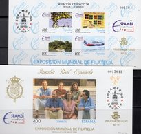 EXPO ESPAMER 1996 Spanien Block 64 SD58+Bl.65 SD59 ** 30€ Luftfahrt König-Familie Hoja Blocs Ss Philatelic Sheets Espana - Prove & Ristampe