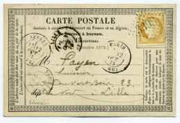 Carte Précurseur : T17 SEVRES + Losange GC 3398 / Dept 72 Seine Et Oise / 1873 - 1849-1876: Classic Period