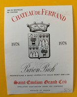 12419 - Château De Ferrand 1978  Saint-Emilion 37.5cl - Bordeaux