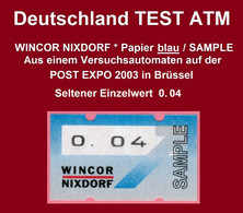 Deutschland Bund ATM Test Papier Blau / Wincor Nixdorf / 0.04 / Specimen Muster Automatenmarken - Machine Labels [ATM]