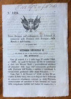 ROMAGNE UMBRIA MARCHE - REGIO DECRETO 1123 - 18/1/1863 ( ORIGINALE) SU "tribunali Di Commercio Delle Relative Regioni " - Décrets & Lois