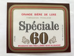 Ancienne Étiquette F6 BIÈRES SPÉCIALE 60 BRASSERIE DES HOUILLÈRES 62157 ALLOUAGNE PAS DE CALAIS - Beer