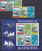 St. Vincent 1971 Sea Boats Mi#303-308 + Block 1, Mint Never Hinged - St.Vincent (1979-...)